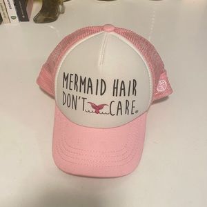 Girls Pink Mermaid Hair Don't Care Snapback Hat